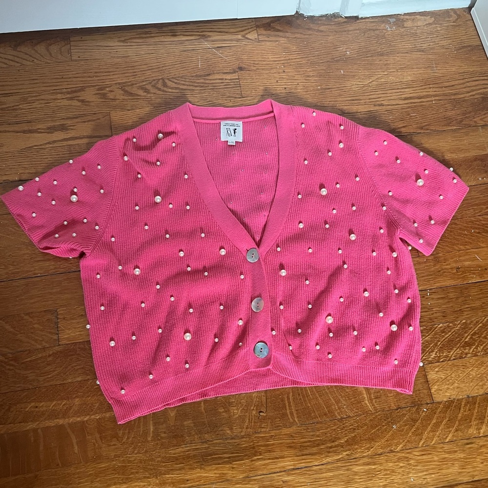 Fashion Brand Company Pearl Embellished Cardigan